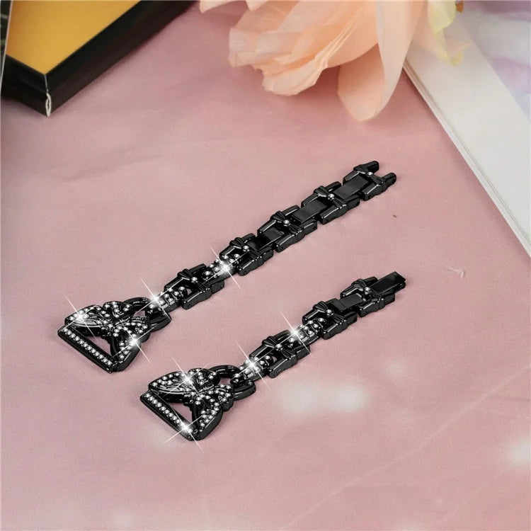 For Samsung Galaxy Watch7 44mm / 40mm Butterfly Bling Rhinestone Decor Watch Band Metal Bracelet