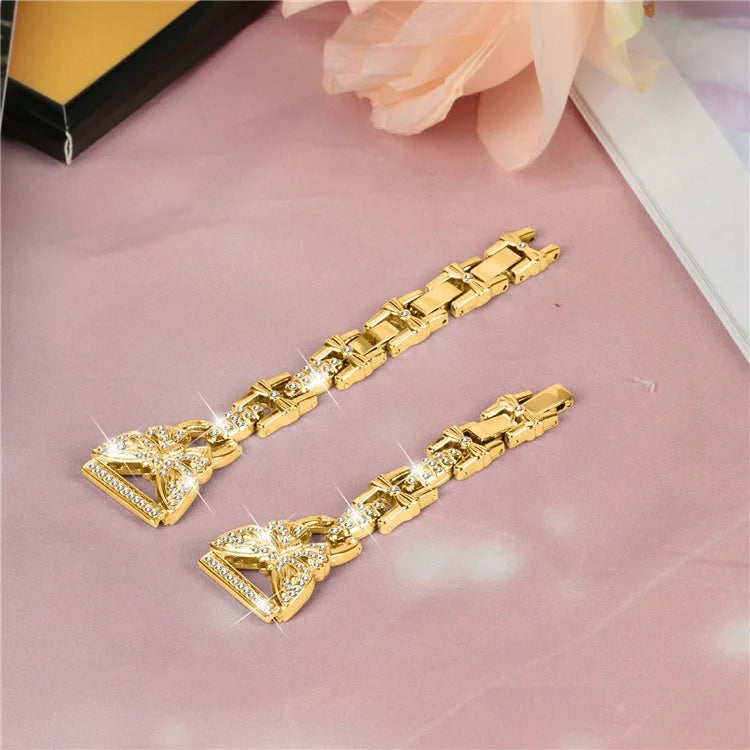 For Samsung Galaxy Watch7 44mm / 40mm Butterfly Bling Rhinestone Decor Watch Band Metal Bracelet