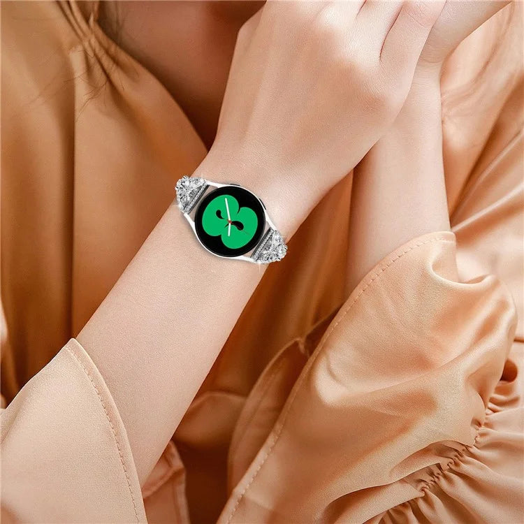 For Samsung Galaxy Watch7 44mm / 40mm Butterfly Bling Rhinestone Decor Watch Band Metal Bracelet
