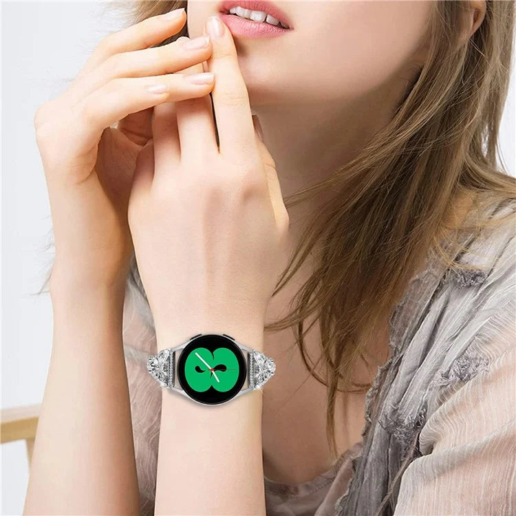 For Samsung Galaxy Watch7 44mm / 40mm Butterfly Bling Rhinestone Decor Watch Band Metal Bracelet