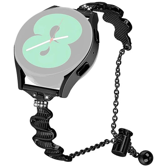 For Samsung Galaxy Watch7 44mm / 40mm Wavy Texture Band Alloy Metal Watch Strap Bling Bracelet