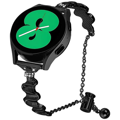 For Samsung Galaxy Watch7 44mm / 40mm Wavy Texture Band Alloy Metal Watch Strap Bling Bracelet