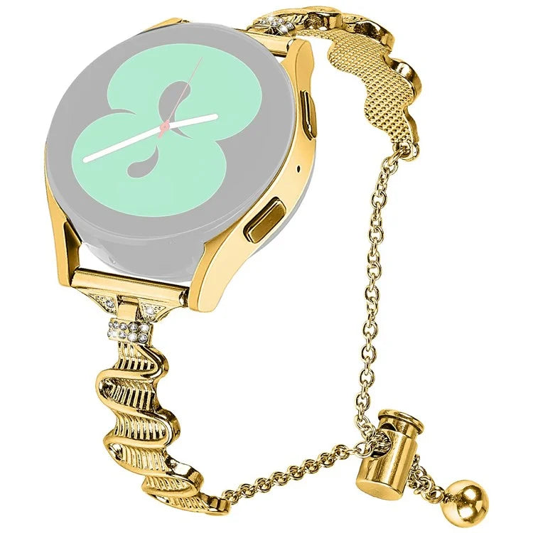 For Samsung Galaxy Watch7 44mm / 40mm Wavy Texture Band Alloy Metal Watch Strap Bling Bracelet
