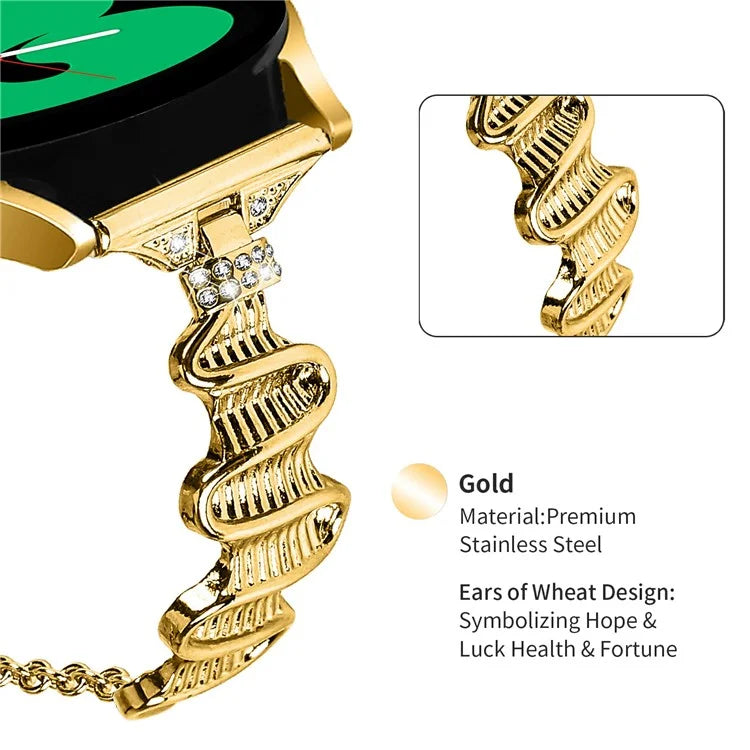 For Samsung Galaxy Watch7 44mm / 40mm Wavy Texture Band Alloy Metal Watch Strap Bling Bracelet