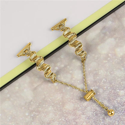 For Samsung Galaxy Watch7 44mm / 40mm Wavy Texture Band Alloy Metal Watch Strap Bling Bracelet