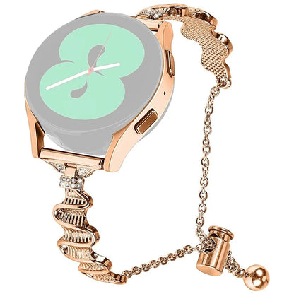 For Samsung Galaxy Watch7 44mm / 40mm Wavy Texture Band Alloy Metal Watch Strap Bling Bracelet