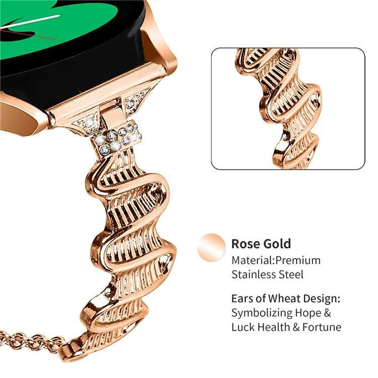 For Samsung Galaxy Watch7 44mm / 40mm Wavy Texture Band Alloy Metal Watch Strap Bling Bracelet