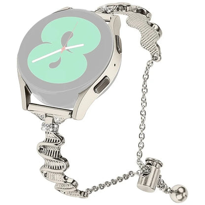 For Samsung Galaxy Watch7 44mm / 40mm Wavy Texture Band Alloy Metal Watch Strap Bling Bracelet