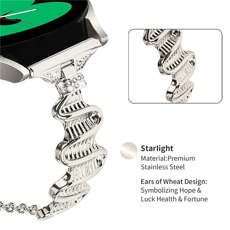 For Samsung Galaxy Watch7 44mm / 40mm Wavy Texture Band Alloy Metal Watch Strap Bling Bracelet