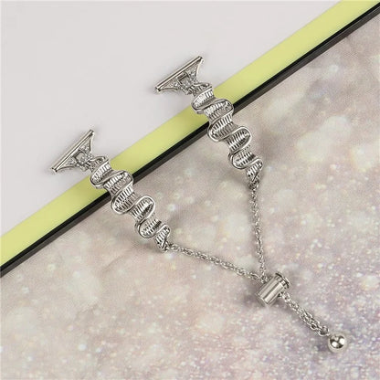 For Samsung Galaxy Watch7 44mm / 40mm Wavy Texture Band Alloy Metal Watch Strap Bling Bracelet