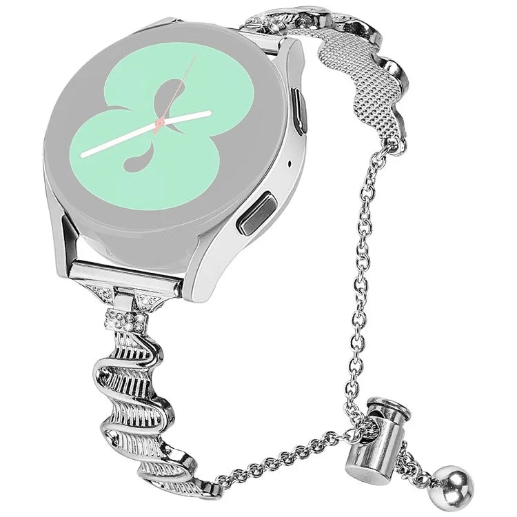 For Samsung Galaxy Watch7 44mm / 40mm Wavy Texture Band Alloy Metal Watch Strap Bling Bracelet