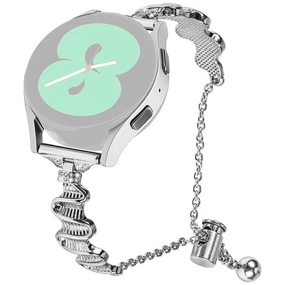 For Samsung Galaxy Watch7 44mm / 40mm Wavy Texture Band Alloy Metal Watch Strap Bling Bracelet
