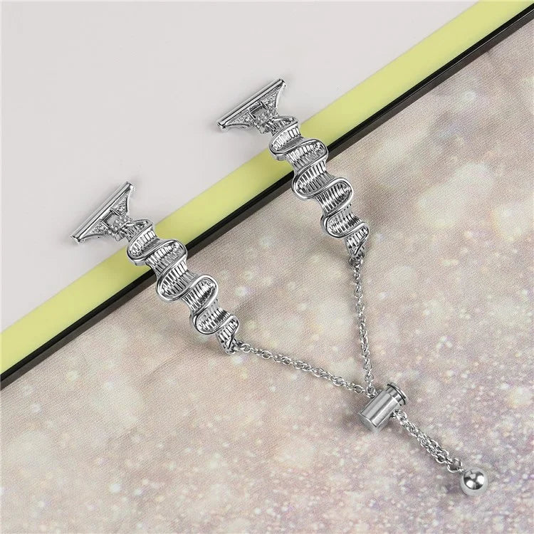 For Samsung Galaxy Watch7 44mm / 40mm Wavy Texture Band Alloy Metal Watch Strap Bling Bracelet