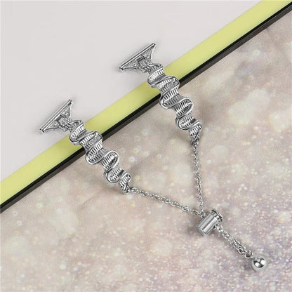 For Samsung Galaxy Watch7 44mm / 40mm Wavy Texture Band Alloy Metal Watch Strap Bling Bracelet