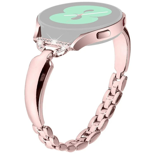 Watch Band for Samsung Galaxy Watch7 44mm / 40mm Replacement Strap D-Shape Rhinestone Decor Alloy Watch Band