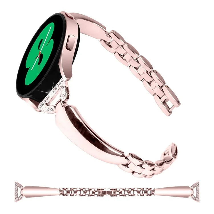 Watch Band for Samsung Galaxy Watch7 44mm / 40mm Replacement Strap D-Shape Rhinestone Decor Alloy Watch Band