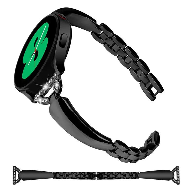 Watch Band for Samsung Galaxy Watch7 44mm / 40mm Replacement Strap D-Shape Rhinestone Decor Alloy Watch Band
