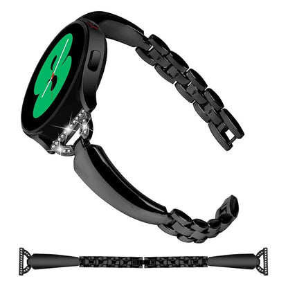 Watch Band for Samsung Galaxy Watch7 44mm / 40mm Replacement Strap D-Shape Rhinestone Decor Alloy Watch Band
