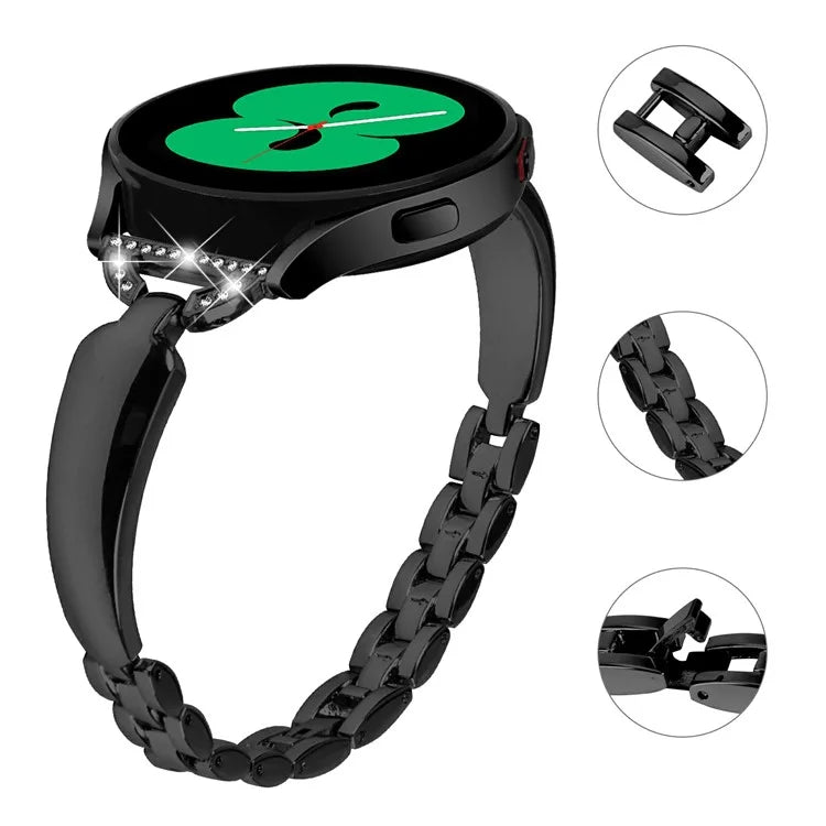 Watch Band for Samsung Galaxy Watch7 44mm / 40mm Replacement Strap D-Shape Rhinestone Decor Alloy Watch Band