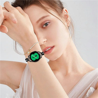 Watch Band for Samsung Galaxy Watch7 44mm / 40mm Replacement Strap D-Shape Rhinestone Decor Alloy Watch Band