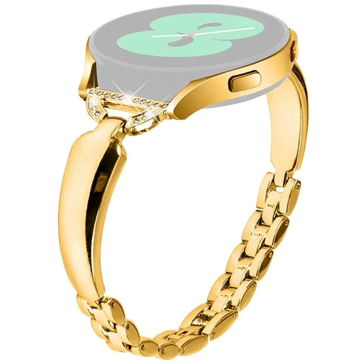 Watch Band for Samsung Galaxy Watch7 44mm / 40mm Replacement Strap D-Shape Rhinestone Decor Alloy Watch Band