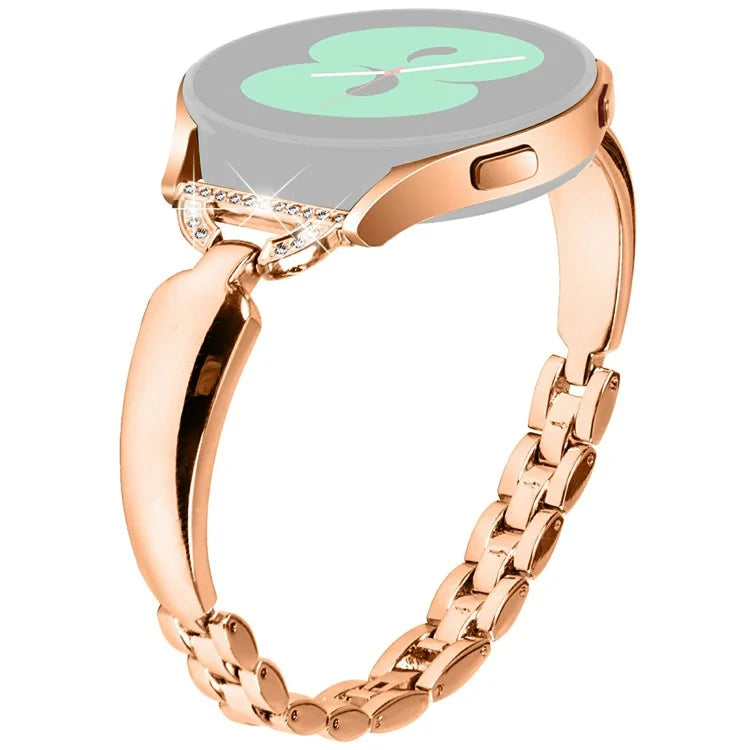 Watch Band for Samsung Galaxy Watch7 44mm / 40mm Replacement Strap D-Shape Rhinestone Decor Alloy Watch Band