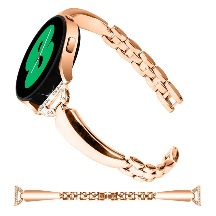 Watch Band for Samsung Galaxy Watch7 44mm / 40mm Replacement Strap D-Shape Rhinestone Decor Alloy Watch Band