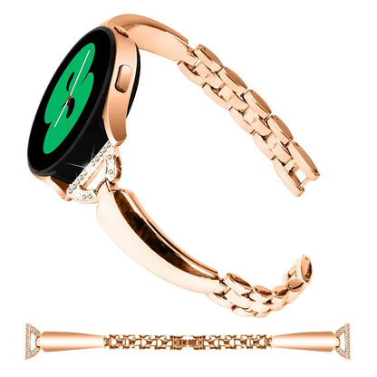 Watch Band for Samsung Galaxy Watch7 44mm / 40mm Replacement Strap D-Shape Rhinestone Decor Alloy Watch Band