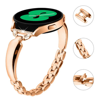 Watch Band for Samsung Galaxy Watch7 44mm / 40mm Replacement Strap D-Shape Rhinestone Decor Alloy Watch Band