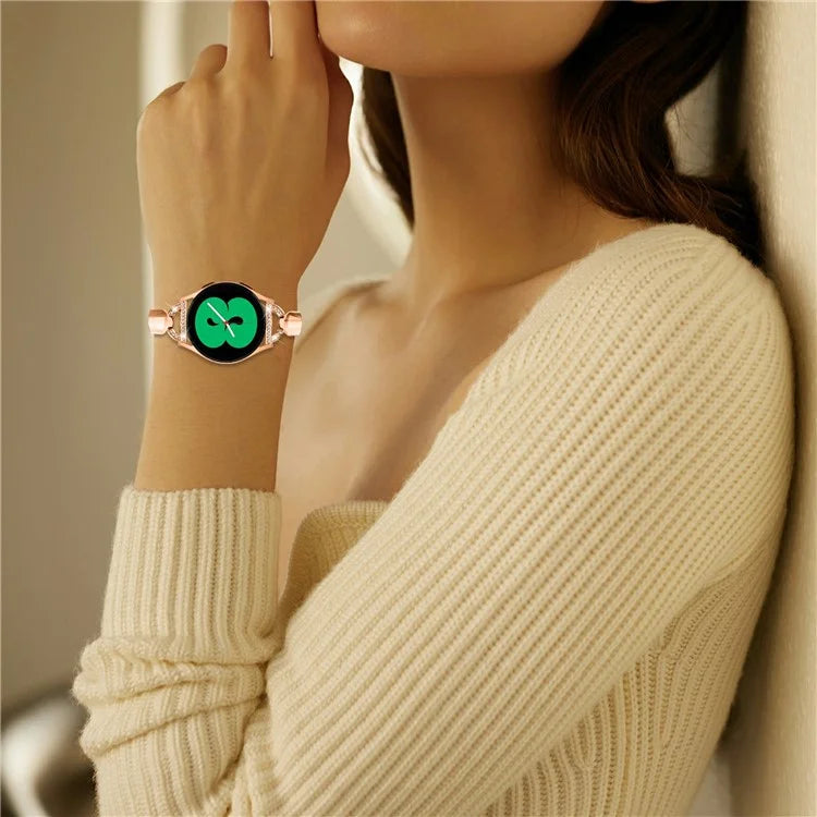Watch Band for Samsung Galaxy Watch7 44mm / 40mm Replacement Strap D-Shape Rhinestone Decor Alloy Watch Band