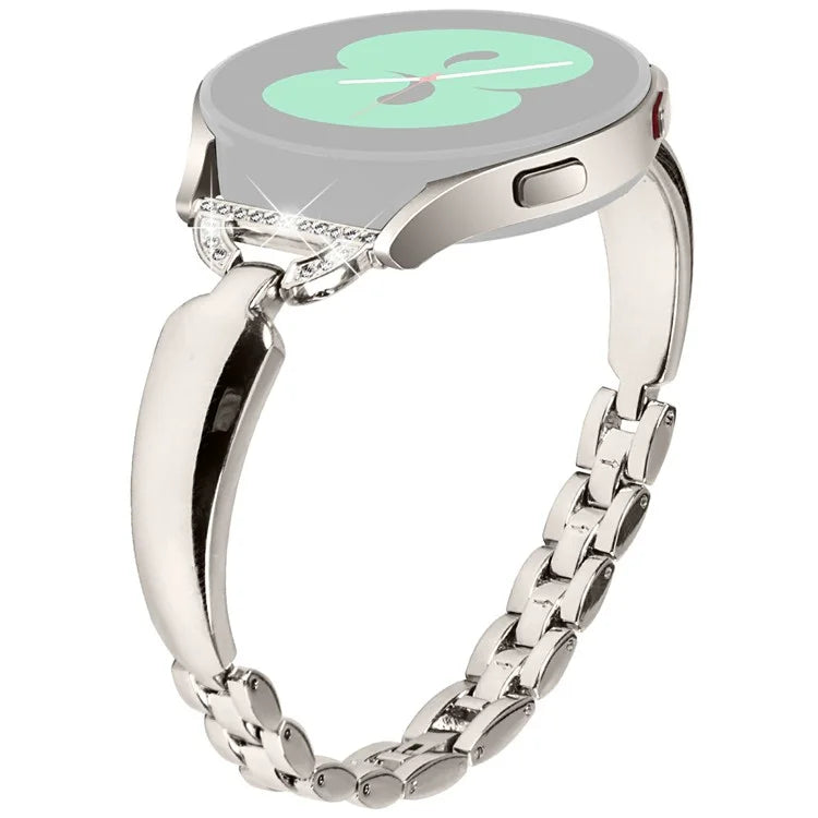 Watch Band for Samsung Galaxy Watch7 44mm / 40mm Replacement Strap D-Shape Rhinestone Decor Alloy Watch Band