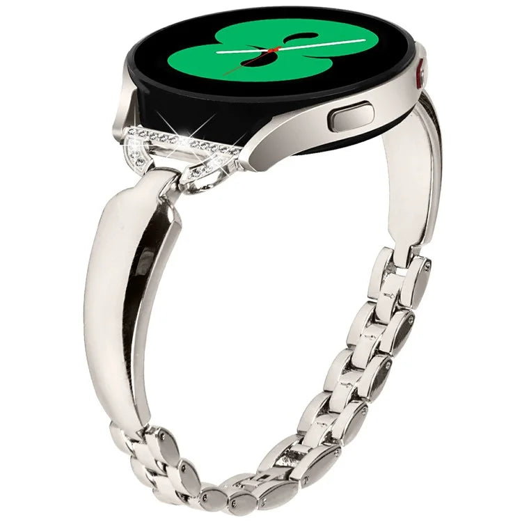 Watch Band for Samsung Galaxy Watch7 44mm / 40mm Replacement Strap D-Shape Rhinestone Decor Alloy Watch Band