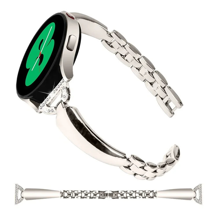 Watch Band for Samsung Galaxy Watch7 44mm / 40mm Replacement Strap D-Shape Rhinestone Decor Alloy Watch Band