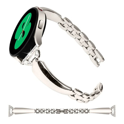 Watch Band for Samsung Galaxy Watch7 44mm / 40mm Replacement Strap D-Shape Rhinestone Decor Alloy Watch Band