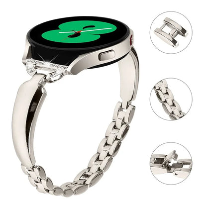 Watch Band for Samsung Galaxy Watch7 44mm / 40mm Replacement Strap D-Shape Rhinestone Decor Alloy Watch Band