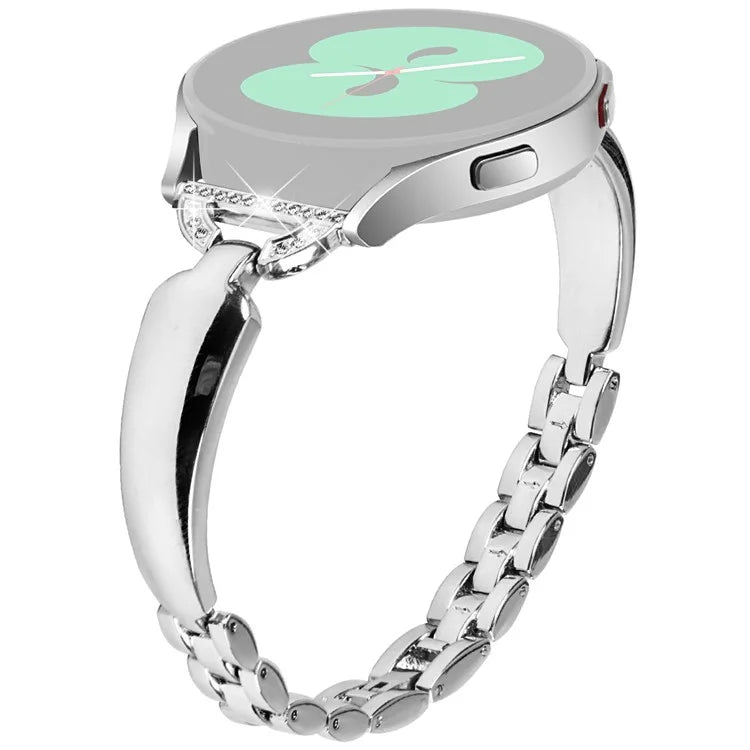 Watch Band for Samsung Galaxy Watch7 44mm / 40mm Replacement Strap D-Shape Rhinestone Decor Alloy Watch Band