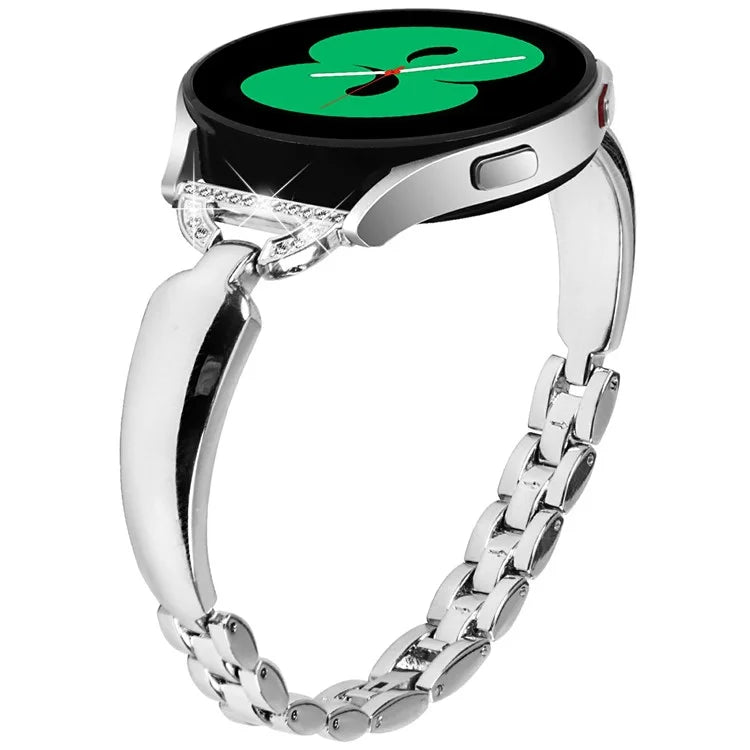 Watch Band for Samsung Galaxy Watch7 44mm / 40mm Replacement Strap D-Shape Rhinestone Decor Alloy Watch Band