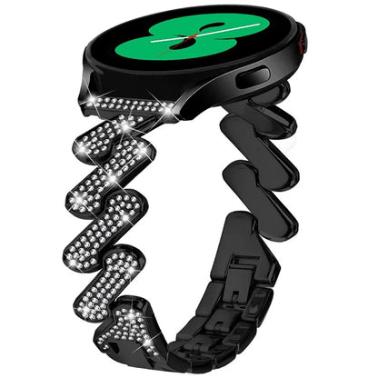 For Samsung Galaxy Watch7 44mm / 40mm Alloy Starp Bling Rhinestone Decor Watch Band
