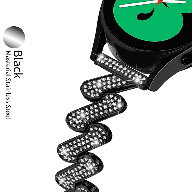 For Samsung Galaxy Watch7 44mm / 40mm Alloy Starp Bling Rhinestone Decor Watch Band