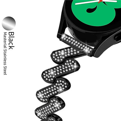 For Samsung Galaxy Watch7 44mm / 40mm Alloy Starp Bling Rhinestone Decor Watch Band