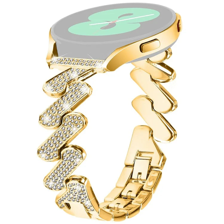 For Samsung Galaxy Watch7 44mm / 40mm Alloy Starp Bling Rhinestone Decor Watch Band