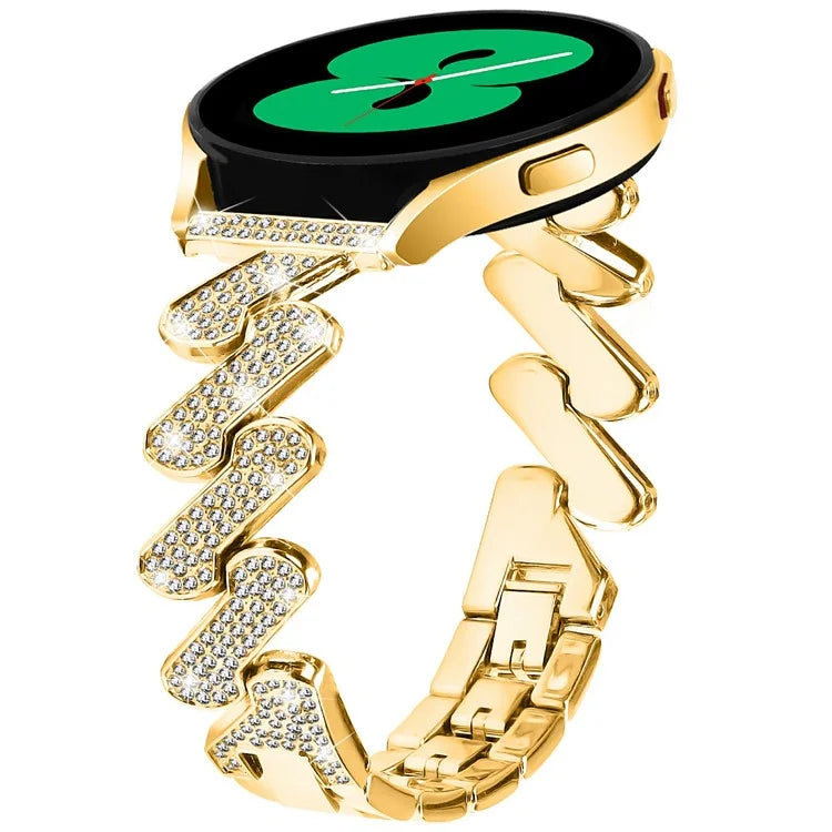 For Samsung Galaxy Watch7 44mm / 40mm Alloy Starp Bling Rhinestone Decor Watch Band