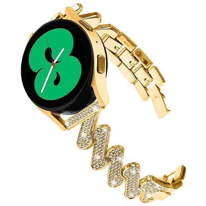 For Samsung Galaxy Watch7 44mm / 40mm Alloy Starp Bling Rhinestone Decor Watch Band