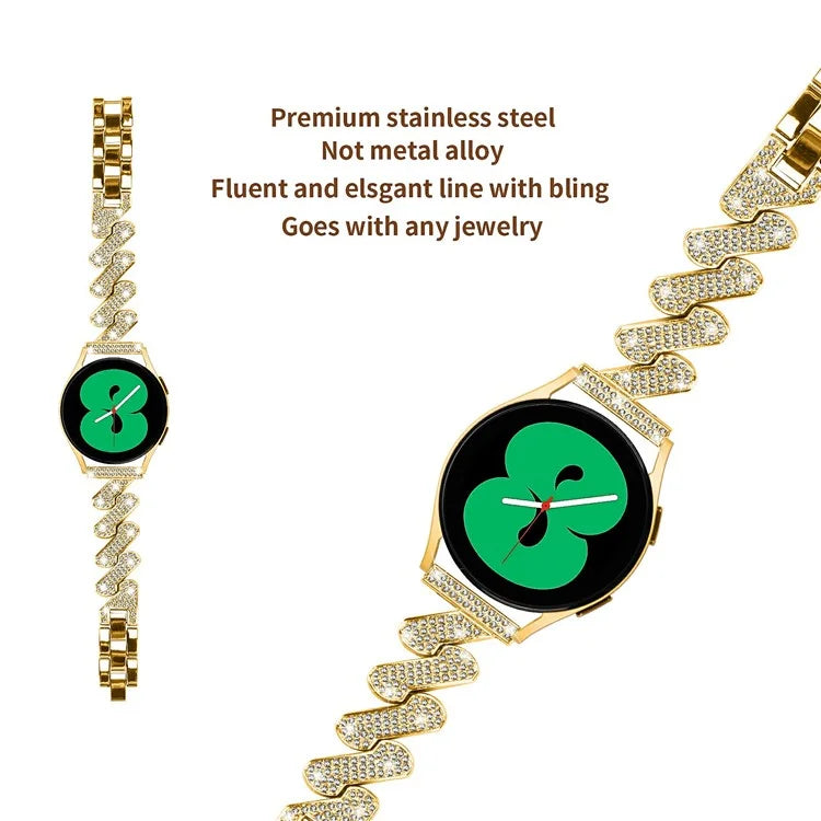 For Samsung Galaxy Watch7 44mm / 40mm Alloy Starp Bling Rhinestone Decor Watch Band