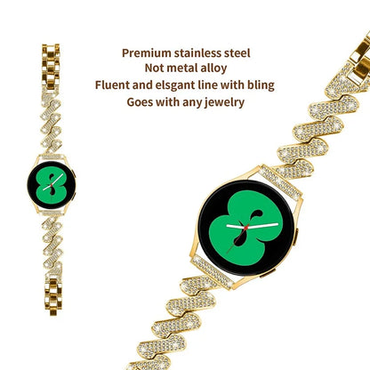 For Samsung Galaxy Watch7 44mm / 40mm Alloy Starp Bling Rhinestone Decor Watch Band