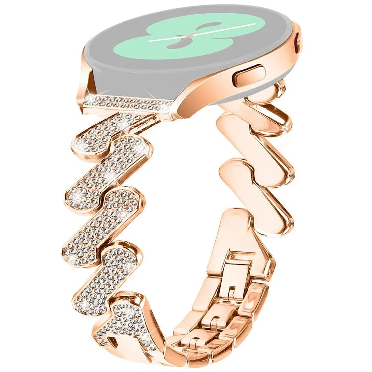For Samsung Galaxy Watch7 44mm / 40mm Alloy Starp Bling Rhinestone Decor Watch Band
