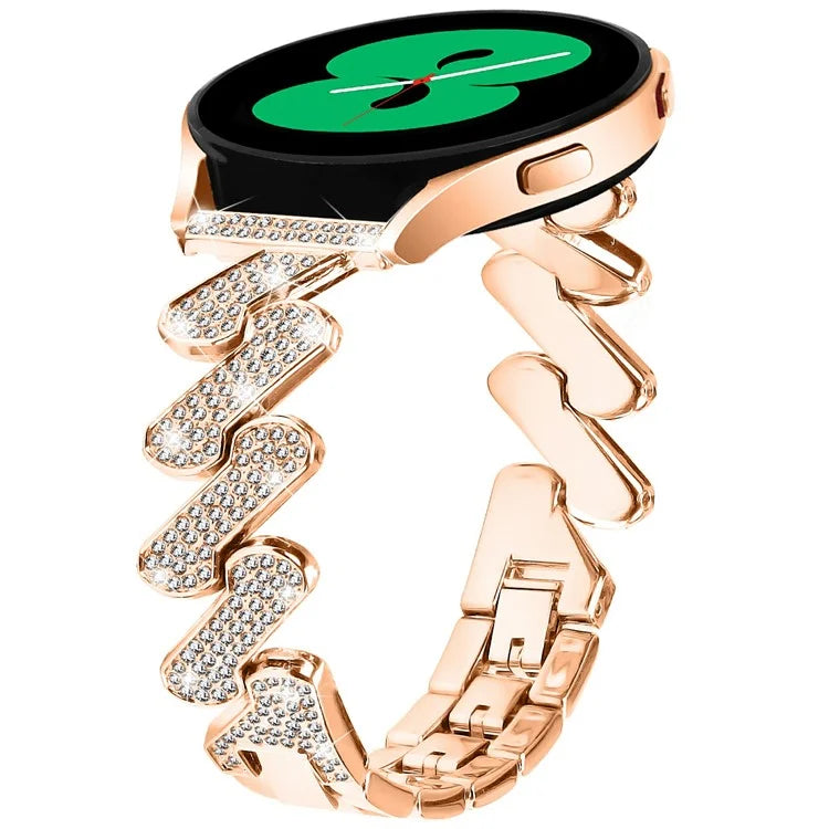 For Samsung Galaxy Watch7 44mm / 40mm Alloy Starp Bling Rhinestone Decor Watch Band