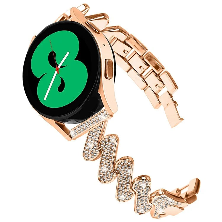 For Samsung Galaxy Watch7 44mm / 40mm Alloy Starp Bling Rhinestone Decor Watch Band