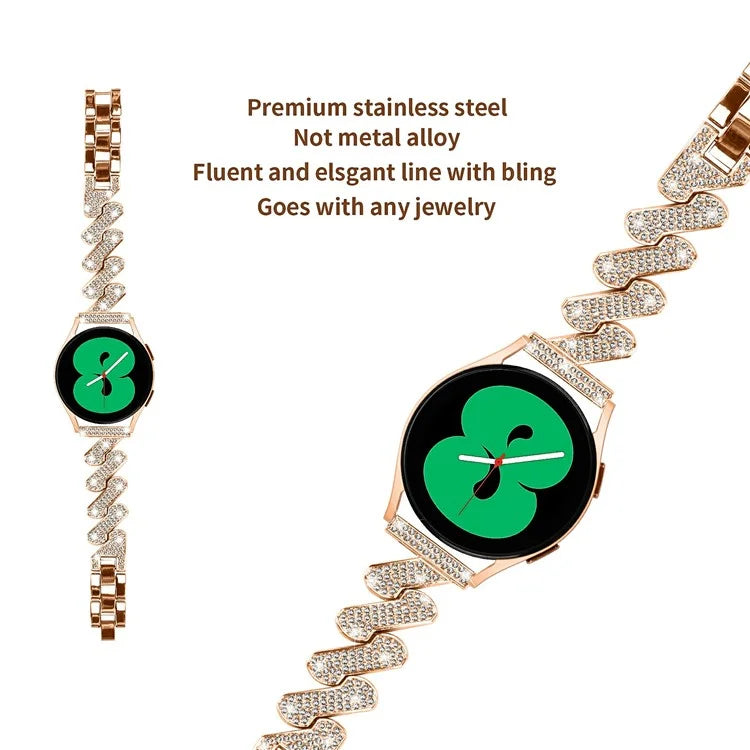 For Samsung Galaxy Watch7 44mm / 40mm Alloy Starp Bling Rhinestone Decor Watch Band