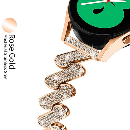 For Samsung Galaxy Watch7 44mm / 40mm Alloy Starp Bling Rhinestone Decor Watch Band